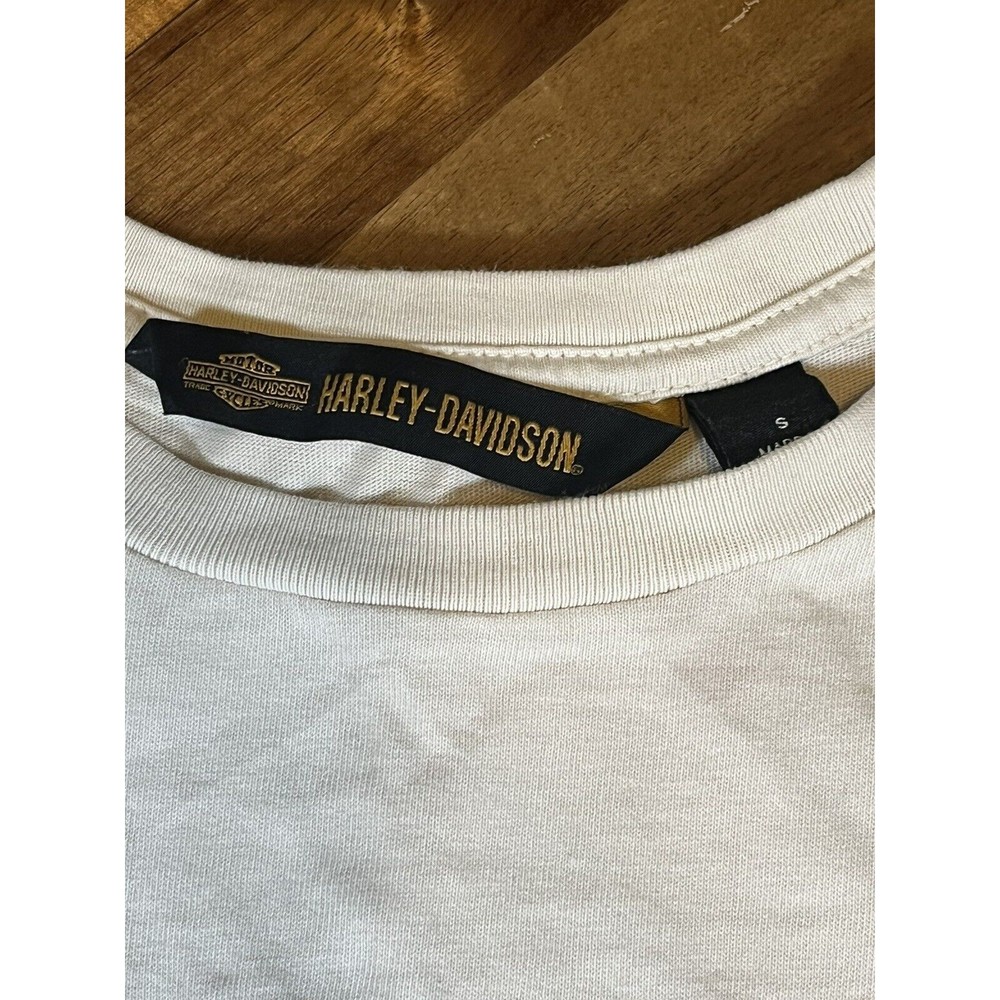 Harley Davidson Women's Size Small T-Shirt Ivory Embroidered Logo - Picture 4 of 4